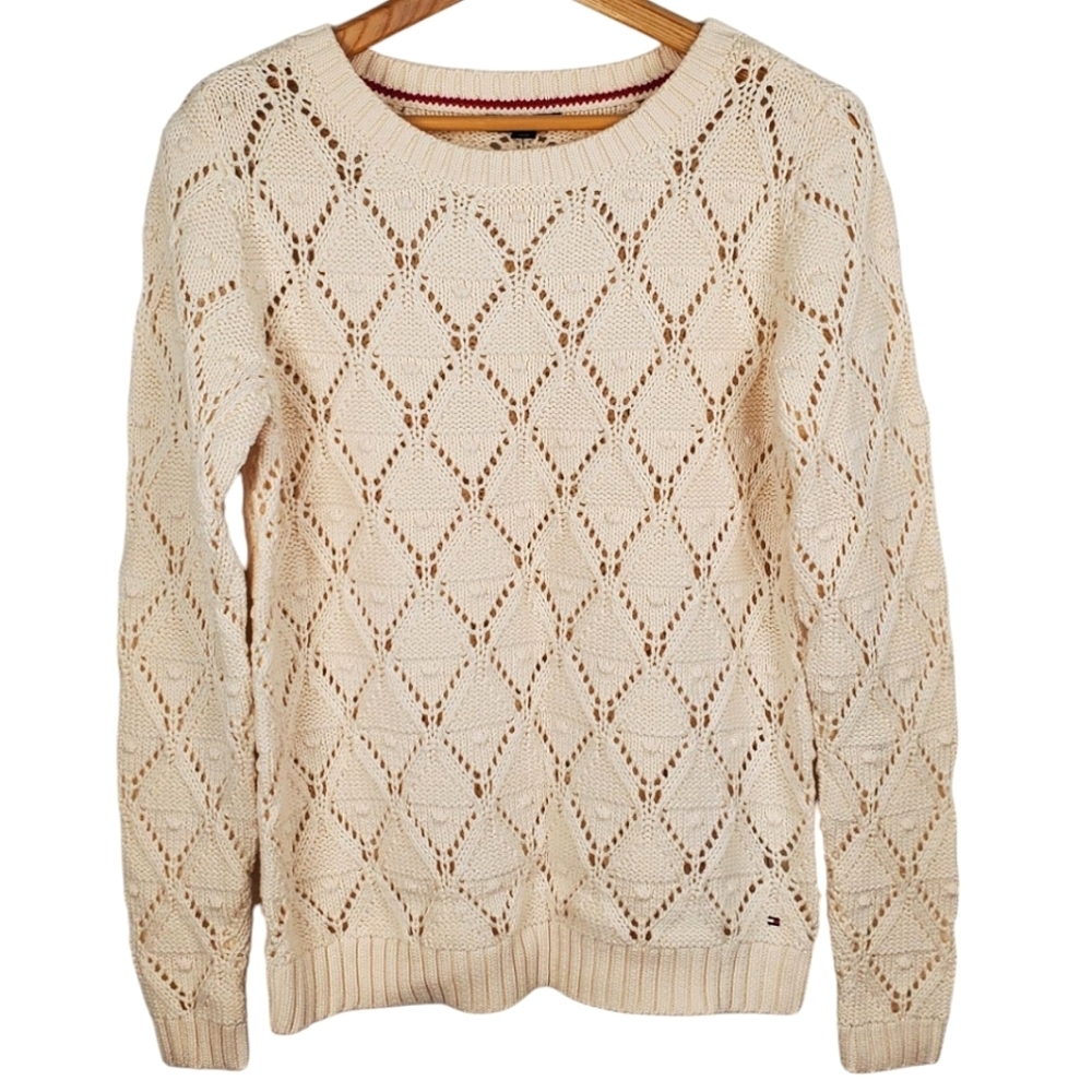 Tommy Hilfiger Cream Sweater for Women. MED